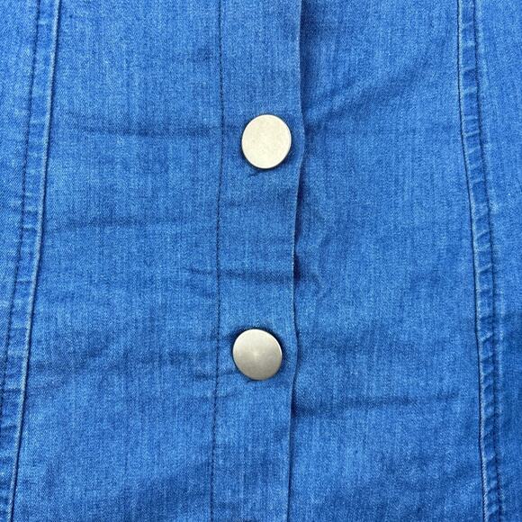 Lush Women's Blue Denim Jean High Rise Scallop A Line Button Down Skirt Size S - Picture 4 of 8